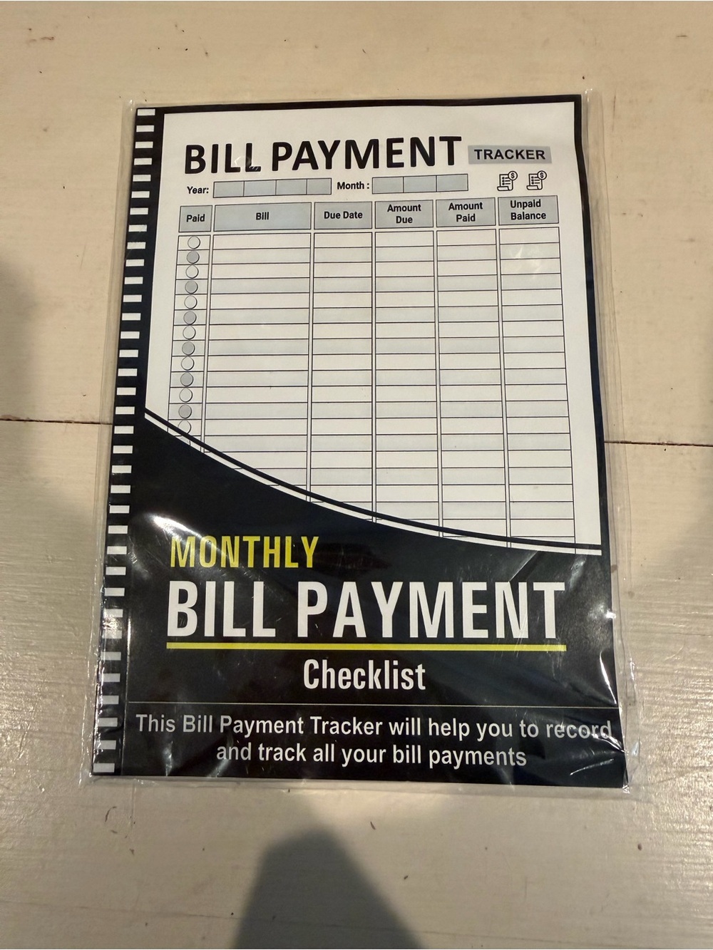 Monthly Bill Payment Checklist - Black & White